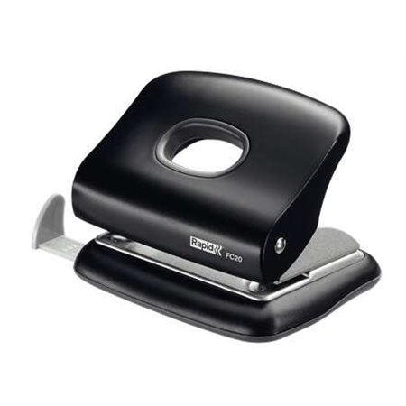 Perfurador Rápido FC20 - Até 20 Folhas - Esvaziamento Fácil - Perfurações de 5,5 mm - Preto