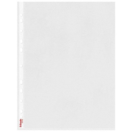 Pacote com 100 capas plásticas multifuros A4 da Esselte, 0,07 mm de espessura - Abertura superior - 11 furos - Acabamento transp