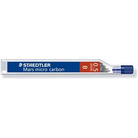 Tubo com 12 minas de grafite Staedtler Mars Micro Carbon 250 - Dureza B - Espessura da linha 0,5 mm - Alta resistência