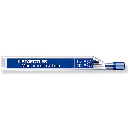 Tubo de grafite Staedtler Mars Micro Carbon 250 com 12 minas - Dureza 2H - Espessura da linha 0,7 mm - Alta resistência