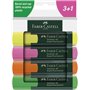 Faber-Castell Textliner 48 - Pacote com 4 Marcadores Fluorescentes - Ponta Chanfrada - Espessura da Linha entre 1,2 mm e 5 mm - 