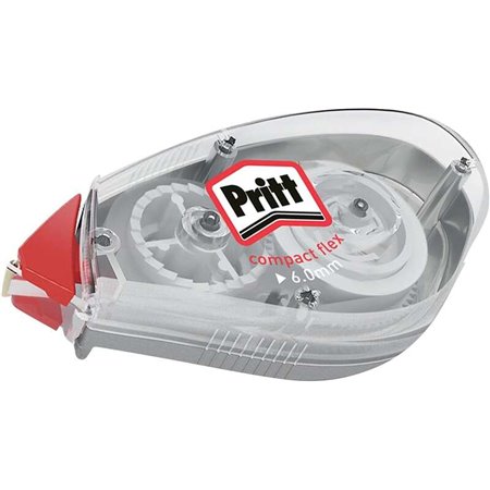 Fita Corretiva Pritt Compact Flex 6mm x 10m - Ponta Flexível - Correção Suave e Precisa - Correção em Duas Direções - Tampa Prot