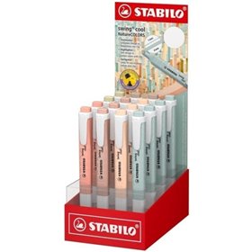 Estojo Stabilo Swing Cool Naturecolors com 16 Marcadores Fluorescentes - Corpo Plano - Ponta Chanfrada - Espessura da Linha entr