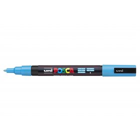 Marcador de tinta Posca PC-3M - Ponta cônica de poliéster de 0,9 a 1,3 mm - Tinta à base de água - Resistente à luz - Azul claro