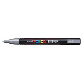 Marcador de tinta Posca PC-3M - Ponta cônica de poliéster de 0,9 a 1,3 mm - Tinta à base de água - Resistente à luz - Prata
