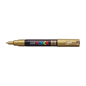 Marcador de tinta Posca PC-1M - Ponta cônica de poliéster de 0,7 mm - Tinta à base de água - Resistente à luz - Cor dourada
