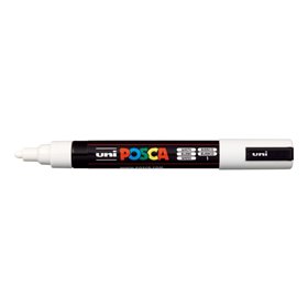 Marcador de tinta Posca PC-5M - Ponta redonda de 1,8 a 2,5 mm - Tinta à base de água - Resistente à luz - Branco