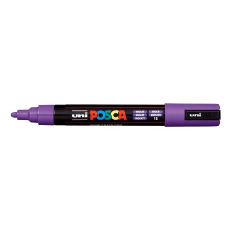 Marcador de tinta Posca PC-5M - Ponta redonda de 1,8 a 2,5 mm - Tinta à base de água - Resistente à luz - Não permanente - Viole
