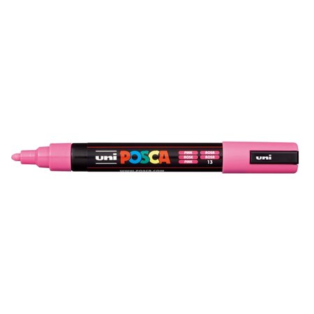 Marcador de tinta Posca PC-5M - Ponta redonda de 1,8 a 2,5 mm - Tinta à base de água - Resistente à luz - Não permanente - Rosa