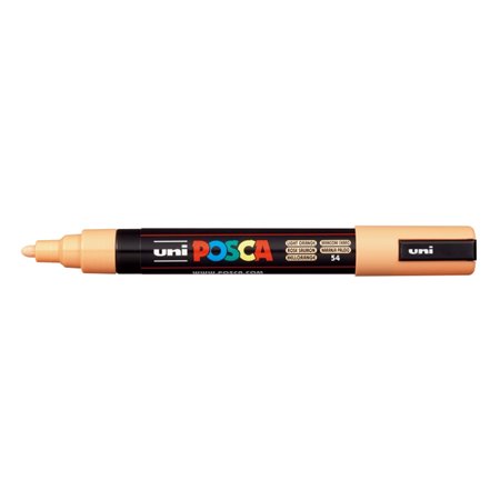 Marcador de tinta Posca PC-5M - Ponta redonda de 1,8 a 2,5 mm - Tinta à base de água - Resistente à luz - Não permanente - Laran