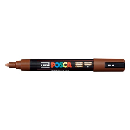 Marcador de tinta Posca PC-5M - Ponta redonda de 1,8 a 2,5 mm - Tinta à base de água - Resistente à luz - Não permanente - Marro