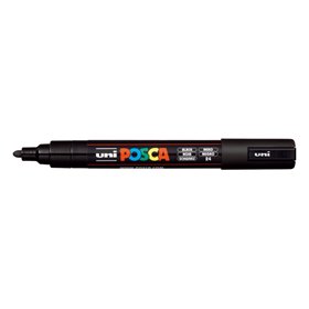 Marcador de tinta Posca PC-5M - Ponta redonda de 1,8 a 2,5 mm - Tinta à base de água - Resistente à luz - Preto