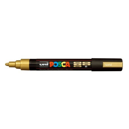 Marcador de tinta Posca PC-5M - Ponta de poliéster de 1,8 a 2,5 mm - Tinta à base de água - Resistente à luz - Cor dourada