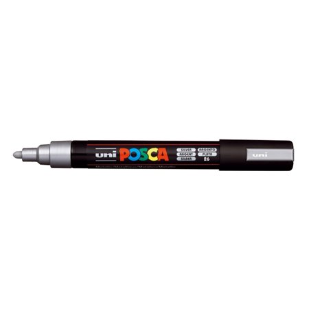 Marcador de tinta Posca PC-5M - Ponta de poliéster de 1,8 a 2,5 mm - Tinta à base de água - Resistente à luz - Prata