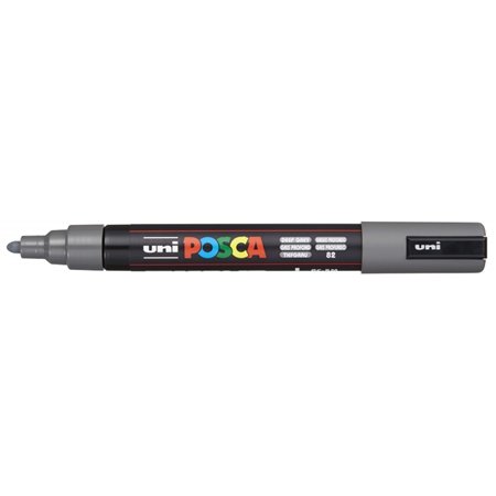 Marcador de tinta Posca PC-5M - Ponta redonda de 1,8 a 2,5 mm - Tinta à base de água - Resistente à luz - Cinza escuro