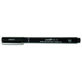 Marcador calibrado Uni-ball PIN01-200(S) - Ponta de poliacetal de 0,1 mm - Tinta pigmentada resistente à água e à luz - Preto