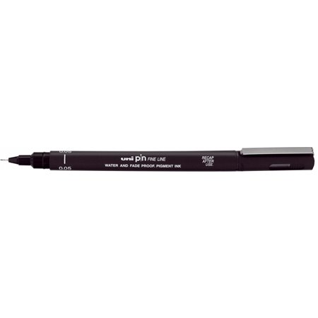 Marcador calibrado Uni-ball PIN05-200(S) - Ponta de poliacetal de 0,5 mm - Tinta pigmentada resistente à água e à luz - Preto