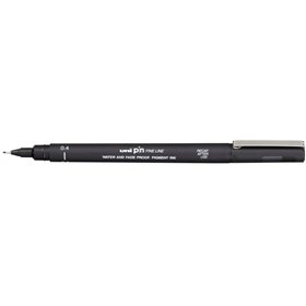 Marcador calibrado Uni-ball PIN04-200(S) - Ponta de poliacetal de 0,4 mm - Tinta pigmentada resistente à água e à luz - Preto