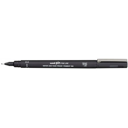 Marcador calibrado Uni-ball PIN04-200(S) - Ponta de poliacetal de 0,4 mm - Tinta pigmentada resistente à água e à luz - Preto