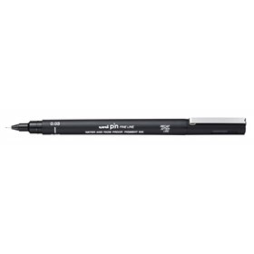 Marcador calibrado Uni-ball PIN003 - Ponta de poliacetal de 0,03 mm - Tinta pigmentada resistente à água e à luz - Preto