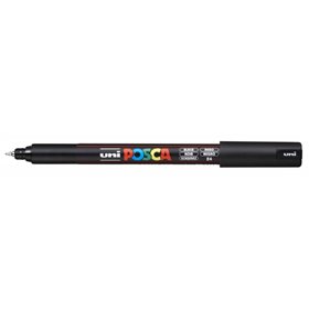 Marcador de tinta Posca PC-1MR - Ponta de rolo de fibra de 0,7 mm - Tinta pigmentada à base de água - Resistente à luz - Preto