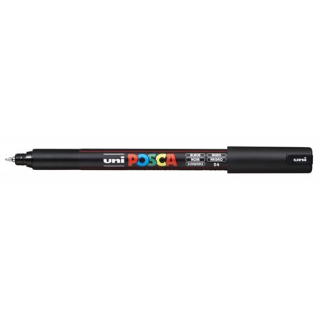 Marcador de tinta Posca PC-1MR - Ponta de rolo de fibra de 0,7 mm - Tinta pigmentada à base de água - Resistente à luz - Preto