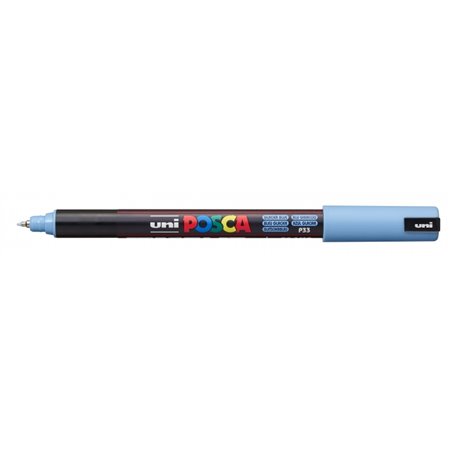 Marcador de tinta Posca PC-1MR - Ponta de rolo de fibra de 0,7 mm - Tinta pigmentada à base de água - Resistente à luz - Azul Gl