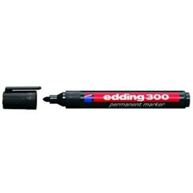 Marcador permanente Edding 300 - Ponta redonda - Espessura da linha entre 1,5 e 3 mm - Tinta praticamente inodora - Tampa com cl