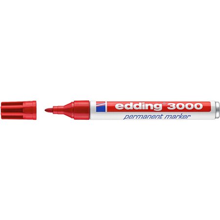 Marcador permanente Edding 3000 - Ponta redonda de 1,5 mm - Espessura da linha entre 1,5 e 3 mm - Recarregável - Secagem rápida 