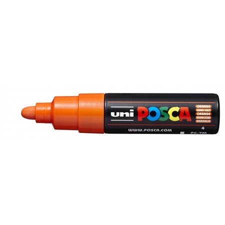 Marcador de tinta Posca PC-7M - Ponta redonda de 4,5 a 5,5 mm - Tinta à base de água - Resistente à luz - Laranja
