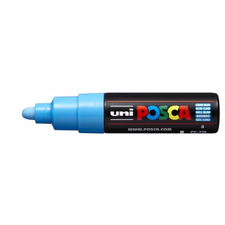 Marcador de tinta Posca PC-7M - Ponta redonda de 4,5 a 5,5 mm - Tinta à base de água - Resistente à luz - Azul claro