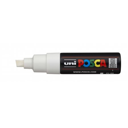 Marcador de tinta Posca PC-8K - Ponta chanfrada de 8 mm - Acrílico - Tinta à base de água - Não permanente - Resistente à luz - 
