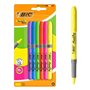 Conjunto de Marcadores de Texto Bic Grip com 6 Canetas Fluorescentes - Ponta Chanfrada - Espessura da Linha entre 1,60 e 3,30 mm