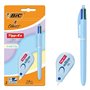 Conjunto Bic 4 Cores Pastel com 1 Caneta Esferográfica Retrátil em 4 Cores + Corretivo Líquido Tipp-Ex Mini Pocket Mouse Pastel 