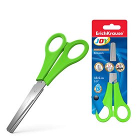 Tesoura Erichkrause Joy para canhotos, 13,5 cm - Lâminas de aço inoxidável - Pontas arredondadas - Resistente à corrosão - Cabos
