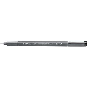 Caneta Staedtler Pigment Liner 308 Fineliner - Espessura da linha 0,2 mm - Secagem rápida - Preta
