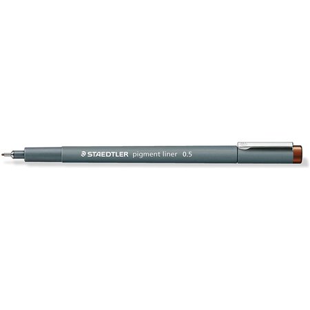 Caneta Staedtler Pigment Liner 308 Fineliner - Espessura da linha 0,5 mm - Secagem rápida - Marrom