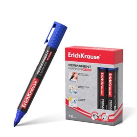 Marcador permanente Erichkrause P-400 - Ponta redonda - Resistente a múltiplas superfícies - Azul