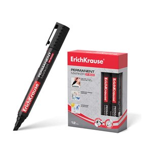 Marcador permanente Erichkrause P-500 - Ponta chanfrada - Resistente à água e aos raios UV - Preto