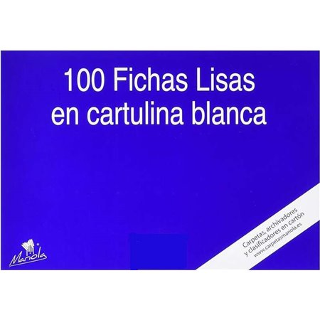 Pacote com 100 fichas de índice lisas Mariola nº 1 para arquivo - Medidas: 95 x 65 mm - Cor: Branca
