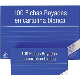 Pacote com 100 fichas pautadas listradas Mariola nº 4 para arquivamento - Medidas: 200 x 120 mm - Brancas
