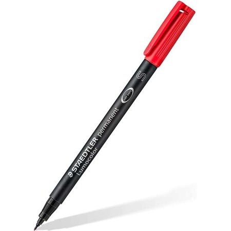 Marcador permanente Staedtler Lumocolor 313 de ponta fina - Espessura da linha aproximada de 0,4 mm - Secagem rápida - Vermelho