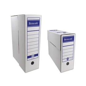 Caixa para Arquivo Definitivo Bismark, Tamanho Fólio 10x36,5x25,5cm - Papelão Ondulado - Dupla Laminação - Cor Branca