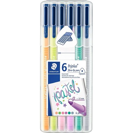Staedtler Triplus Color 323 - Pacote com 6 Marcadores de Ponta Fina - Espessura da Linha de Aprox. 1mm - Tinta à Base de Água - 