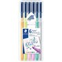 Staedtler Triplus Color 323 - Pacote com 6 Marcadores de Ponta Fina - Espessura da Linha de Aprox. 1mm - Tinta à Base de Água - 