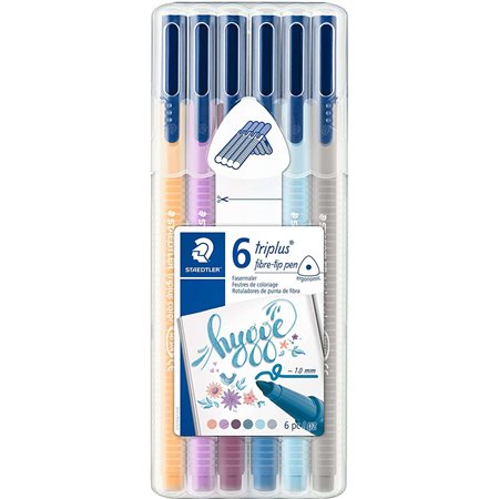 Staedtler Triplus Color 323 - Pacote com 6 Marcadores de Ponta Fina - Espessura da Linha de Aprox. 1mm - Tinta à Base de Água - 