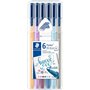 Staedtler Triplus Color 323 - Pacote com 6 Marcadores de Ponta Fina - Espessura da Linha de Aprox. 1mm - Tinta à Base de Água - 