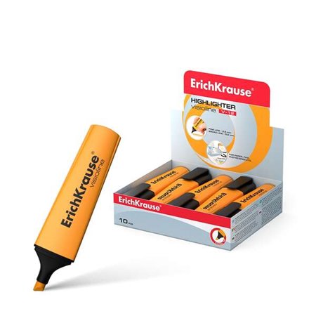 Marcador fluorescente Erichkrause Visioline V-12 - Ponta chanfrada - Tinta à base de água - Laranja