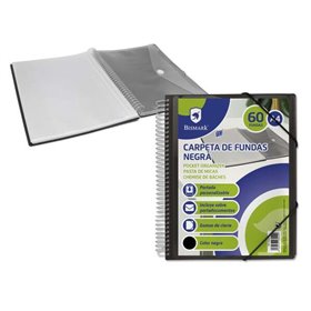 Pasta Bismark com 60 folhas transparentes - Formato A4 - Inclui envelope para documentos - Fecho elástico