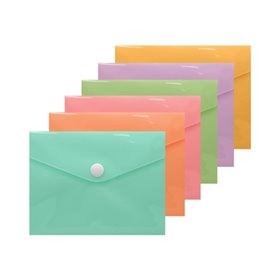 Envelope para documentos Bismark A6 - Fecho de pressão - Fabricado em polipropileno - Cores pastel sortidas